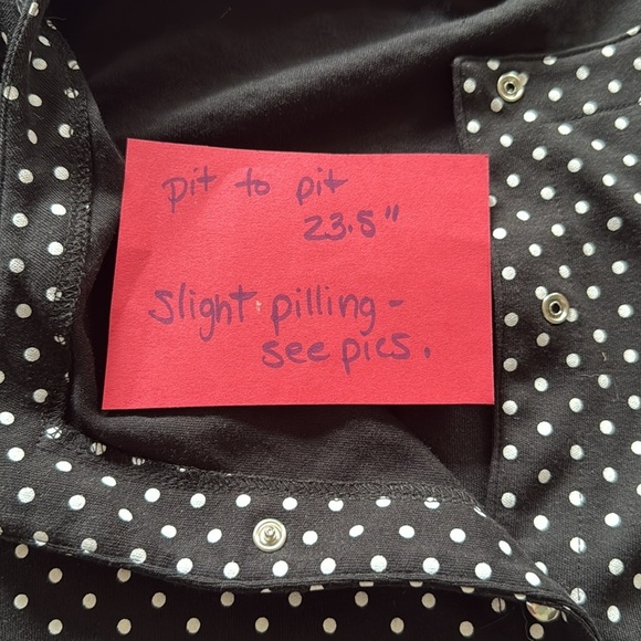 Quacker Factory women's black white polka dot rhinestone cardigan size L - Picture 7 of 7